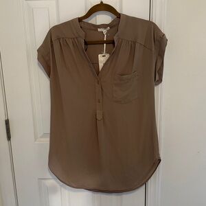 Pleione Light Brown Short Sleeve Top